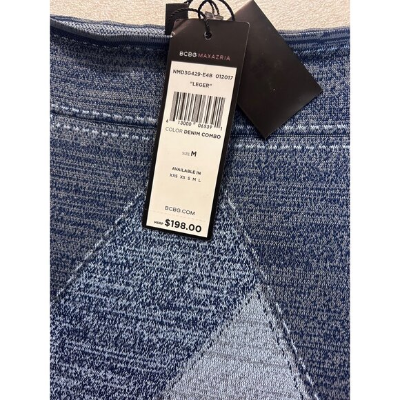 BCBG Max Azria Denim Combo Chevron Patterned Pencil Skirt Medium NWT $198 - Picture 5 of 6